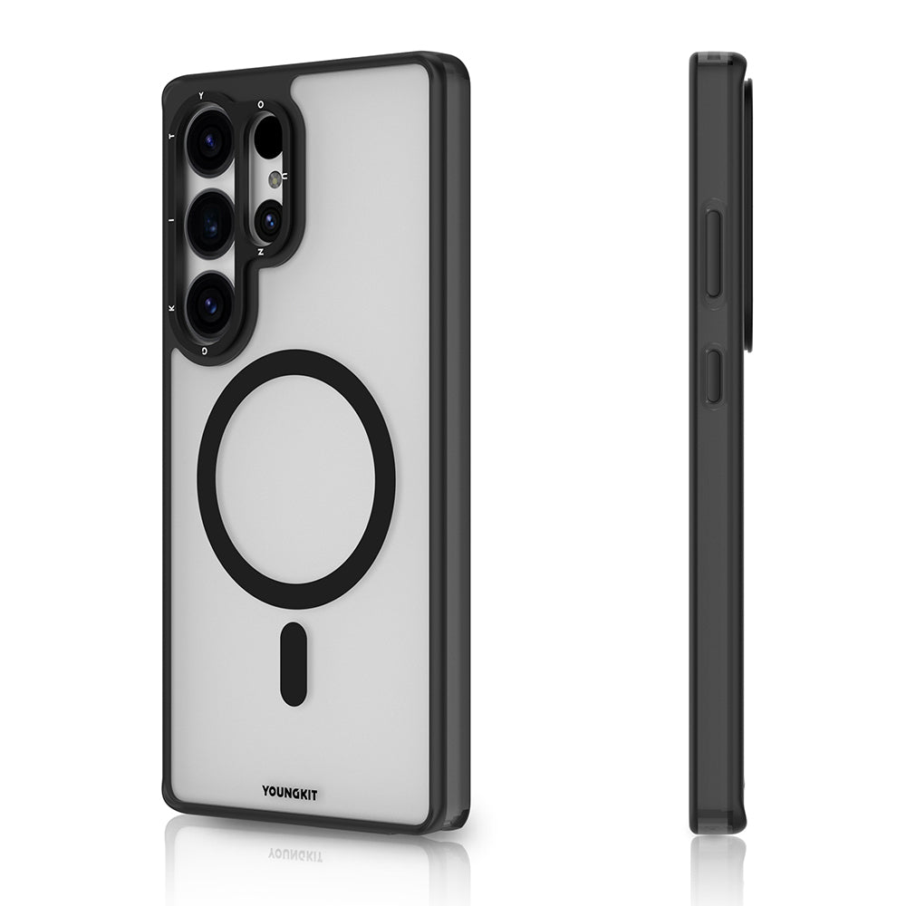 Galaxy S25 Ultra Kılıf M-safe Şarj Özellikli Cam Arka Yüzey TPU Youngkit Gemstone Serisi Kapak