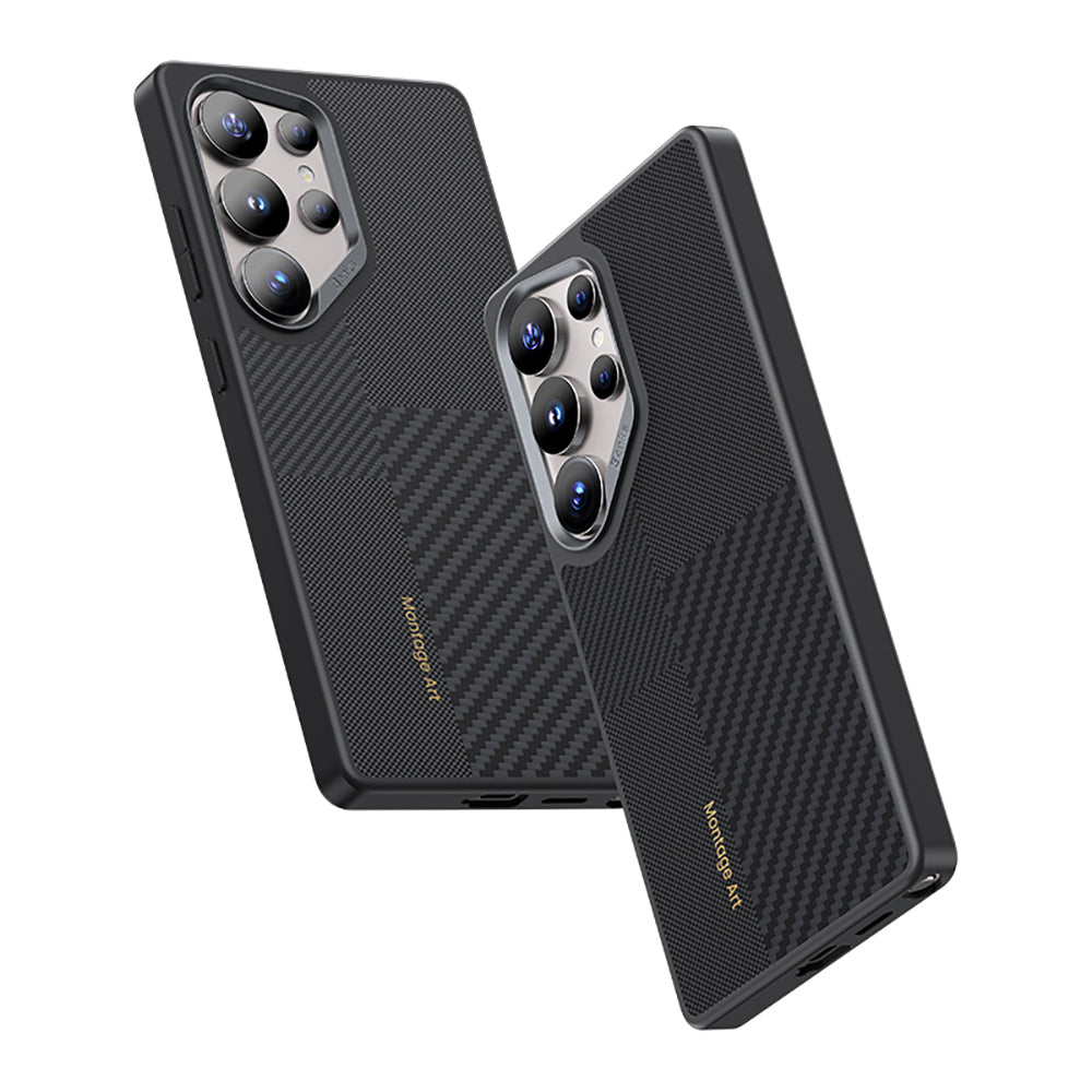 Galaxy S25 Ultra Kılıf M-safe Şarj Özellikli Karbon Fiber Benks Montage Hybrid ArmorPro Kevlar Kılıf