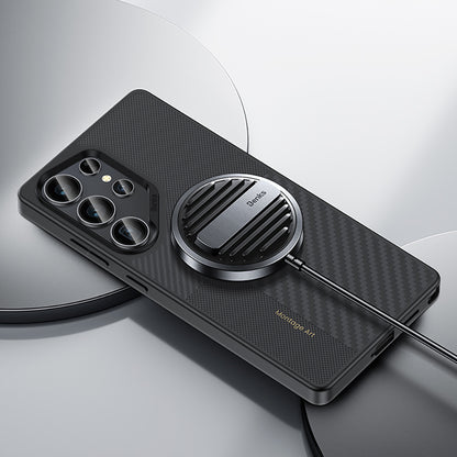 Galaxy S25 Ultra Kılıf M-safe Şarj Özellikli Karbon Fiber Benks Montage Hybrid ArmorPro Kevlar Kılıf