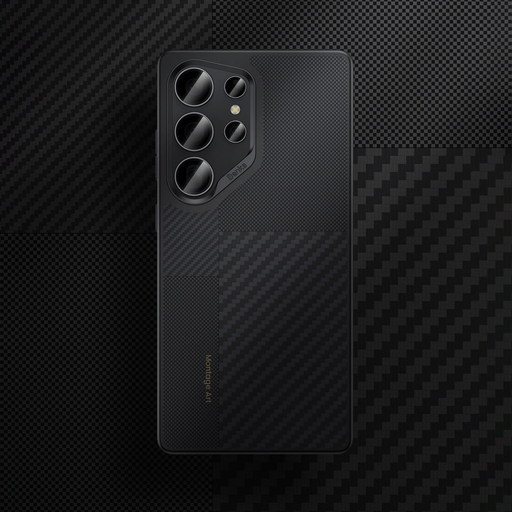 Galaxy S25 Ultra Kılıf M-safe Şarj Özellikli Karbon Fiber Benks Montage Hybrid ArmorPro Kevlar Kılıf