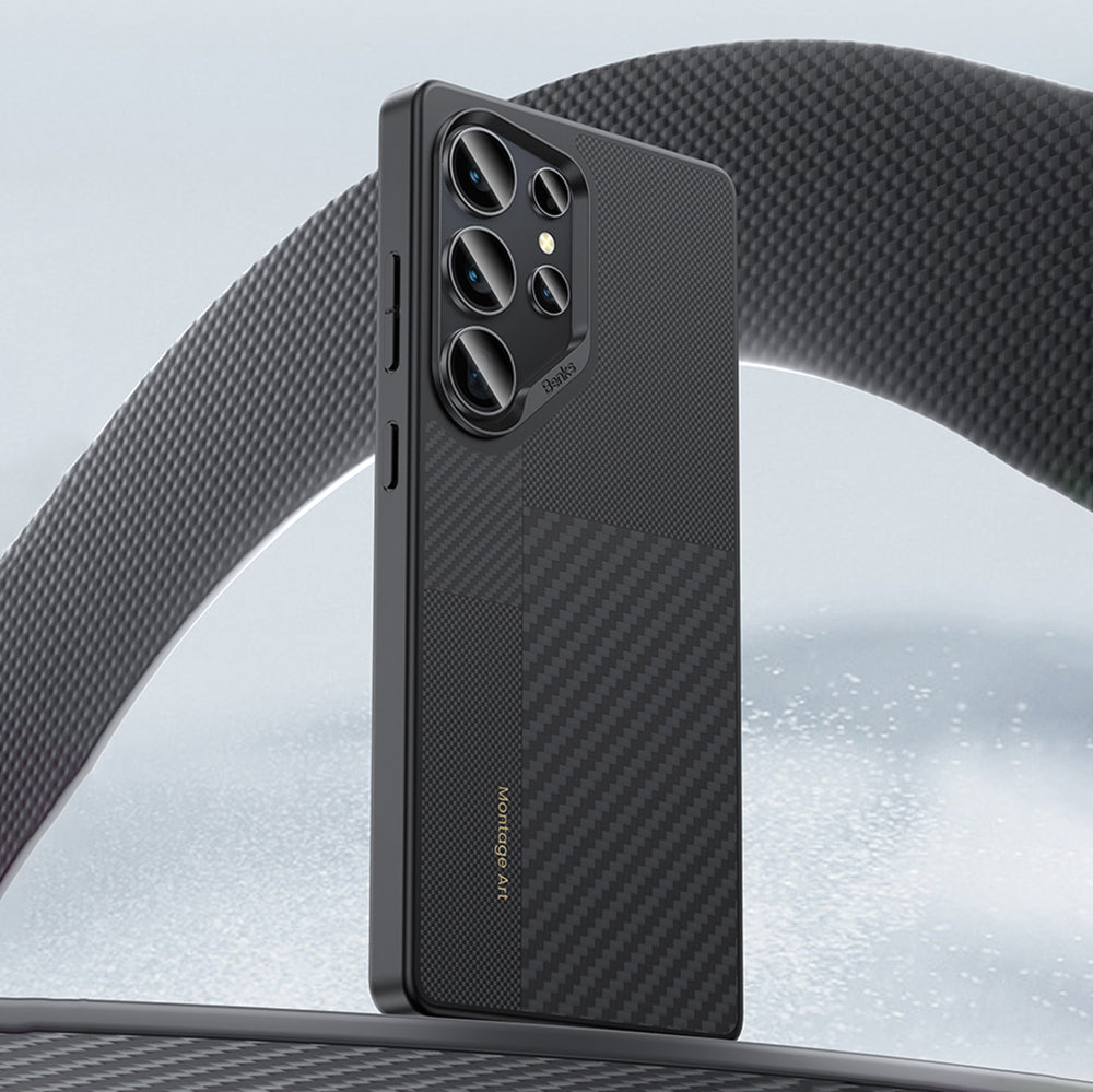 Galaxy S25 Ultra Kılıf M-safe Şarj Özellikli Karbon Fiber Benks Montage Hybrid ArmorPro Kevlar Kılıf
