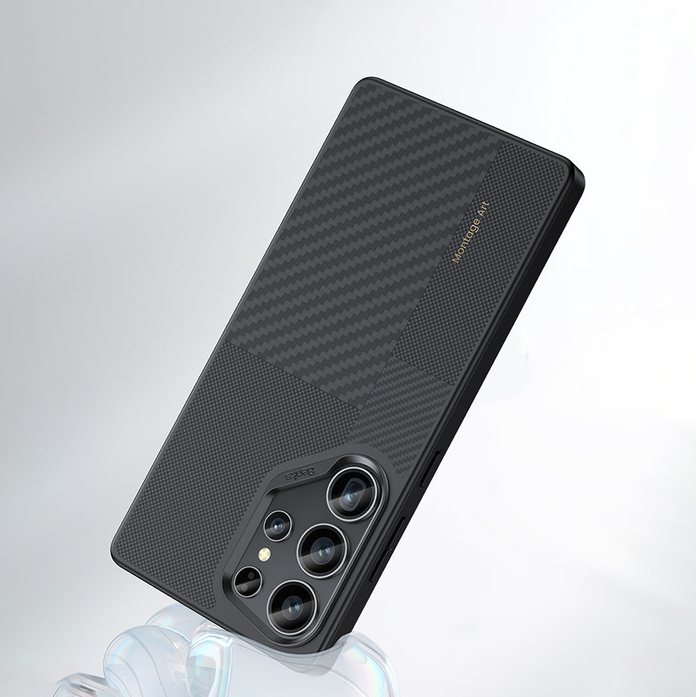 Galaxy S25 Ultra Kılıf M-safe Şarj Özellikli Karbon Fiber Benks Montage Hybrid ArmorPro Kevlar Kılıf