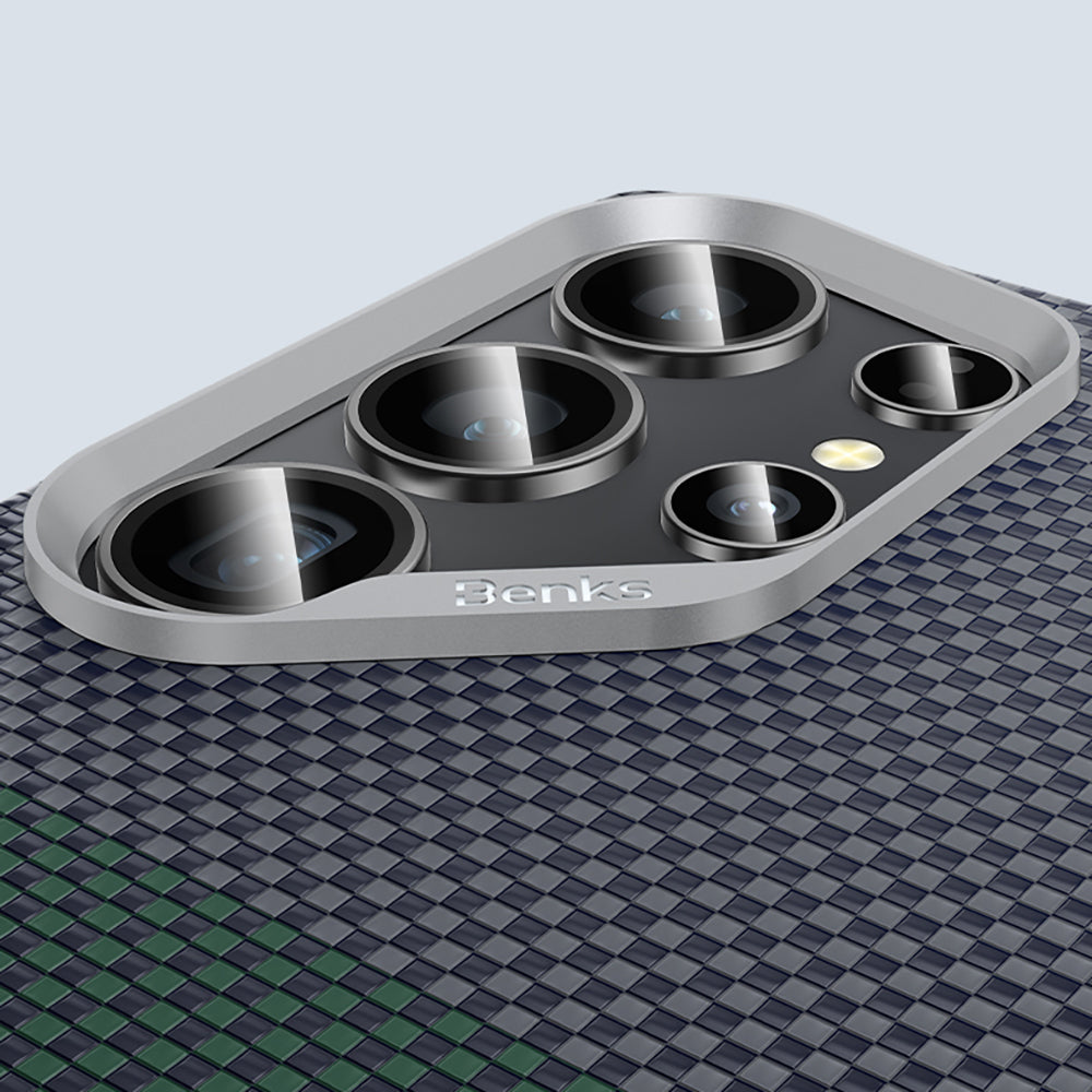 Galaxy S25 Ultra Kılıf M-safe Şarj Özellikli Karbon Fiber Tasarımlı Benks Aurora ArmorAir Kevlar Kılıf