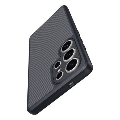 Galaxy S25 Ultra Kılıf M-safe Şarj Özellikli Karbon Fiber Tasarımlı Zore Elnino Kılıf