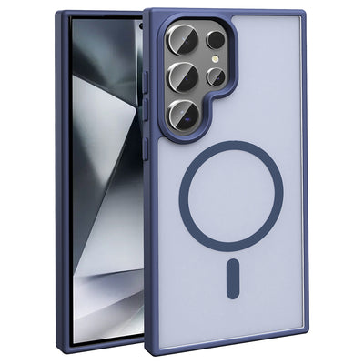 Galaxy S25 Ultra Kılıf M-safe Şarj Özellikli Mat Arka Yüzey Zore Sio Kapak Lacivert