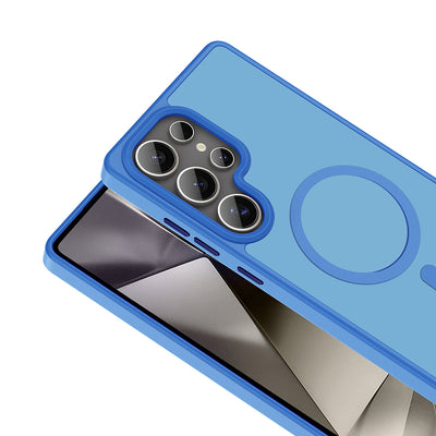 Galaxy S25 Ultra Kılıf M-safe Şarj Özellikli Mat Arka Yüzey Zore Sio Kapak Lacivert