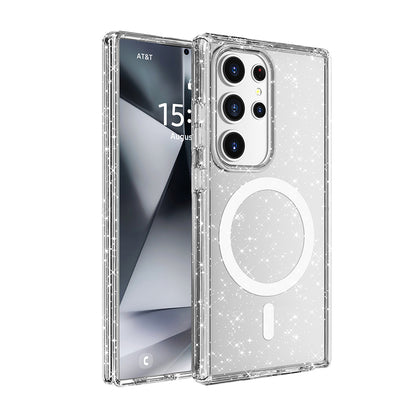 Galaxy S25 Ultra Kılıf M-safe Şarj Özellikli Parlayan Simli Saydam Renkli Zore Allstar Kılıf