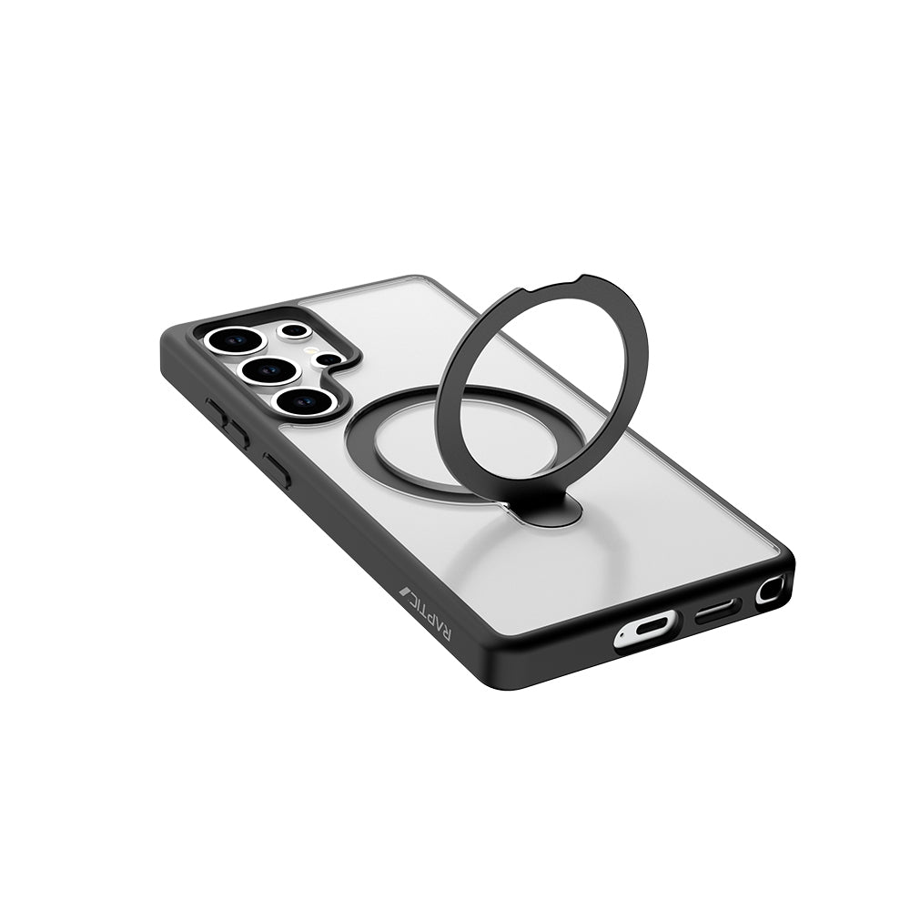 Galaxy S25 Ultra Kılıf M-safe Şarj Özellikli Raptic Air Stand Serisi Buzlu Transparan Tasarımlı Standlı Kılıf