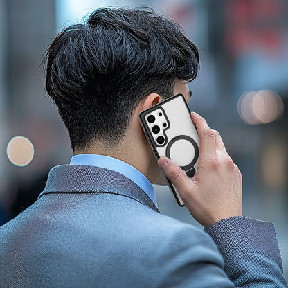 Galaxy S25 Ultra Kılıf M-safe Şarj Özellikli Raptic Air Stand Serisi Buzlu Transparan Tasarımlı Standlı Kılıf