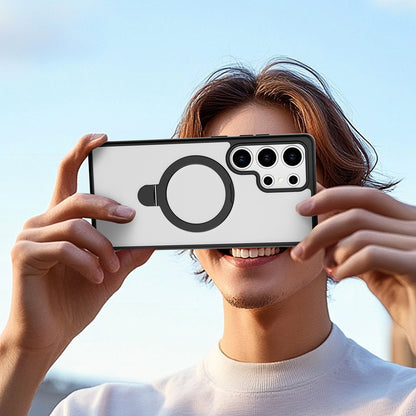 Galaxy S25 Ultra Kılıf M-safe Şarj Özellikli Raptic Air Stand Serisi Buzlu Transparan Tasarımlı Standlı Kılıf