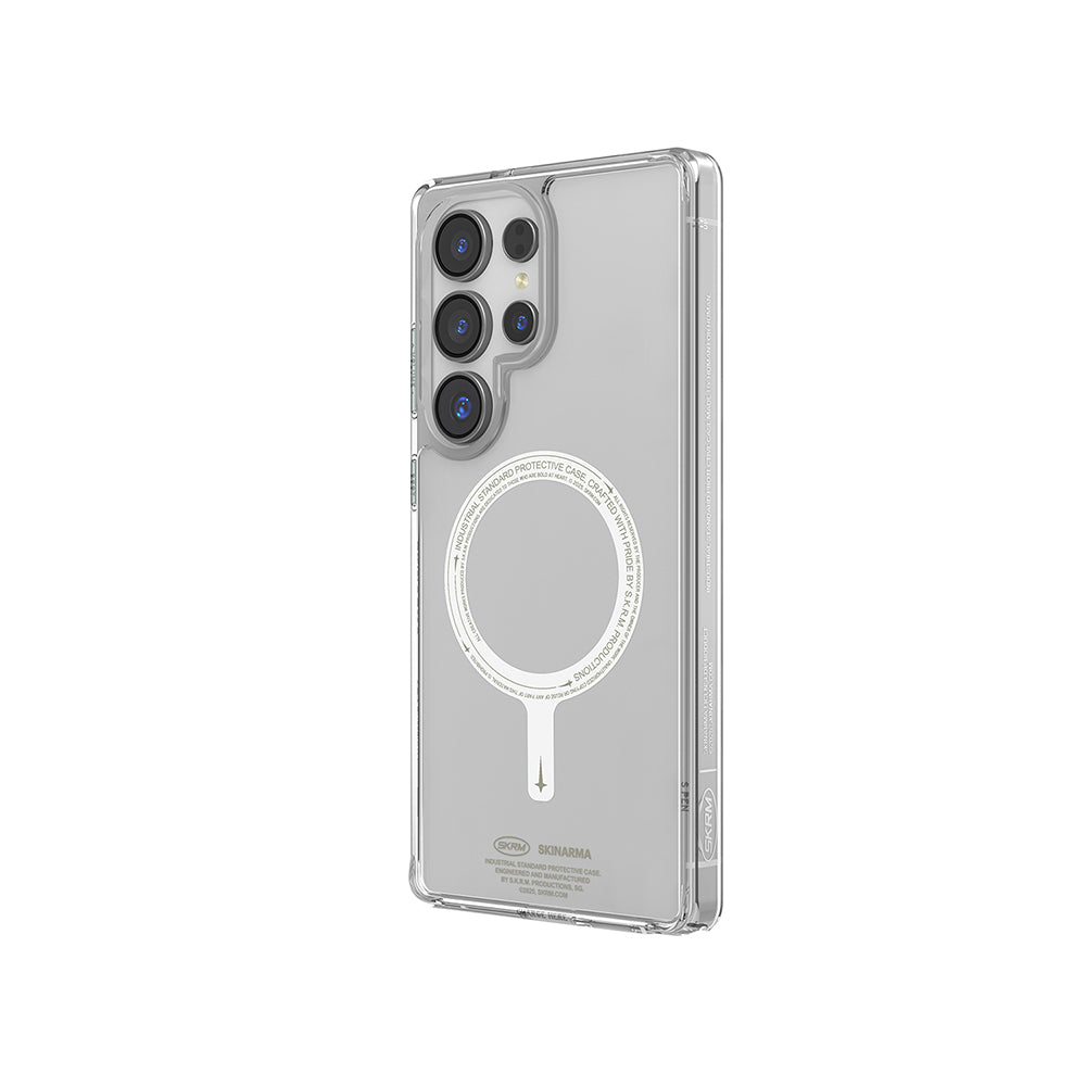 Galaxy S25 Ultra Kılıf M-safe Şarj Özellikli Şeffaf Airbag Tasarımlı Skinarma Saido Nightglow Kılıf