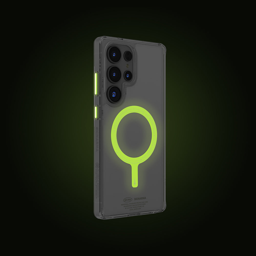 Galaxy S25 Ultra Kılıf M-safe Şarj Özellikli Şeffaf Airbag Tasarımlı Skinarma Saido Nightglow Kılıf