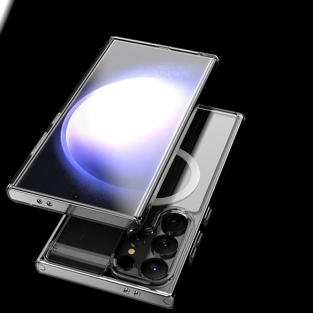 Galaxy S25 Ultra Kılıf M-safe Şarj Özellikli Şeffaf Sert PC Zore Embos Kapak Şeffaf