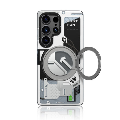 Galaxy S25 Ultra Kılıf M-safe Şarj Özellikli Youngkit 360° Standlı Starship Serisi Kılıf