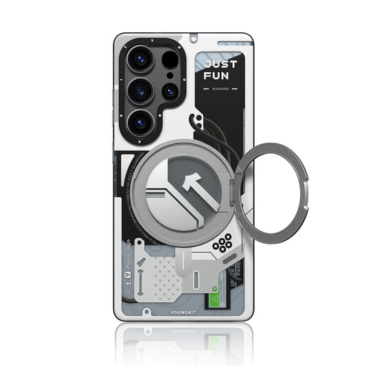 Galaxy S25 Ultra Kılıf M-safe Şarj Özellikli Youngkit 360° Standlı Starship Serisi Kılıf