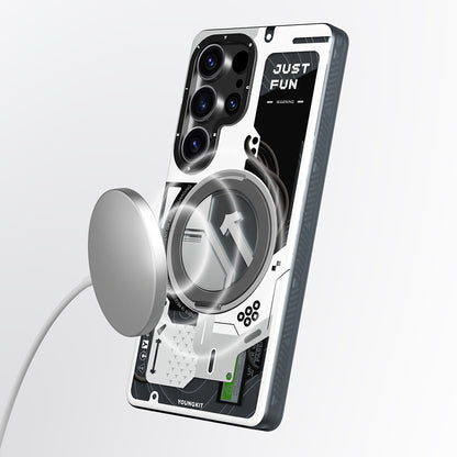 Galaxy S25 Ultra Kılıf M-safe Şarj Özellikli Youngkit 360° Standlı Starship Serisi Kılıf