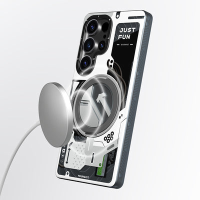 Galaxy S25 Ultra Kılıf M-safe Şarj Özellikli Youngkit 360° Standlı Starship Serisi Kapak Siyah