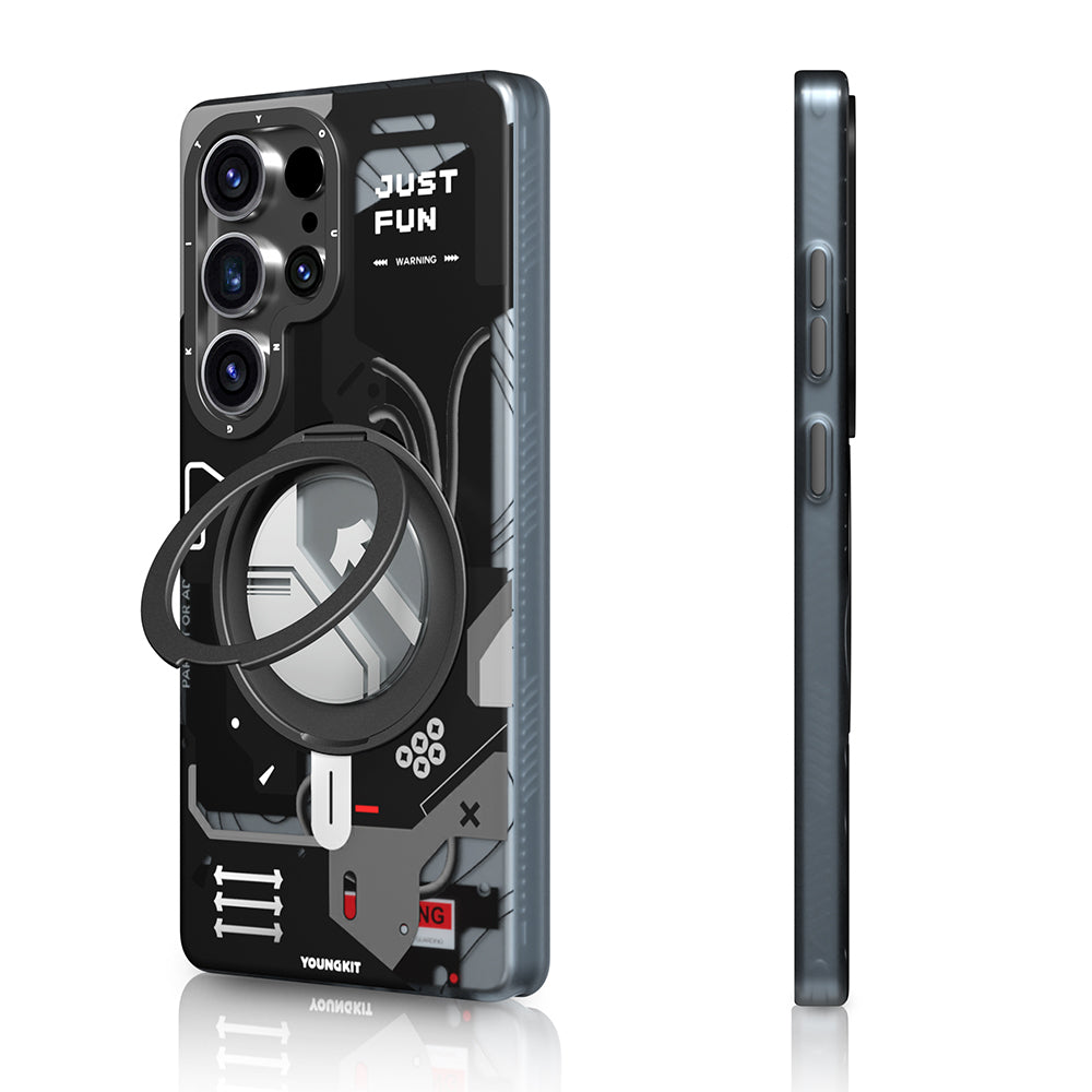 Galaxy S25 Ultra Kılıf M-safe Şarj Özellikli Youngkit 360° Standlı Starship Serisi Kılıf