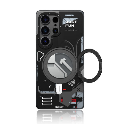 Galaxy S25 Ultra Kılıf M-safe Şarj Özellikli Youngkit 360° Standlı Starship Serisi Kılıf