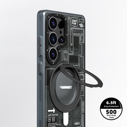 Galaxy S25 Ultra Kılıf M-safe Şarj Özellikli Youngkit 360° Standlı Technology Serisi Kılıf