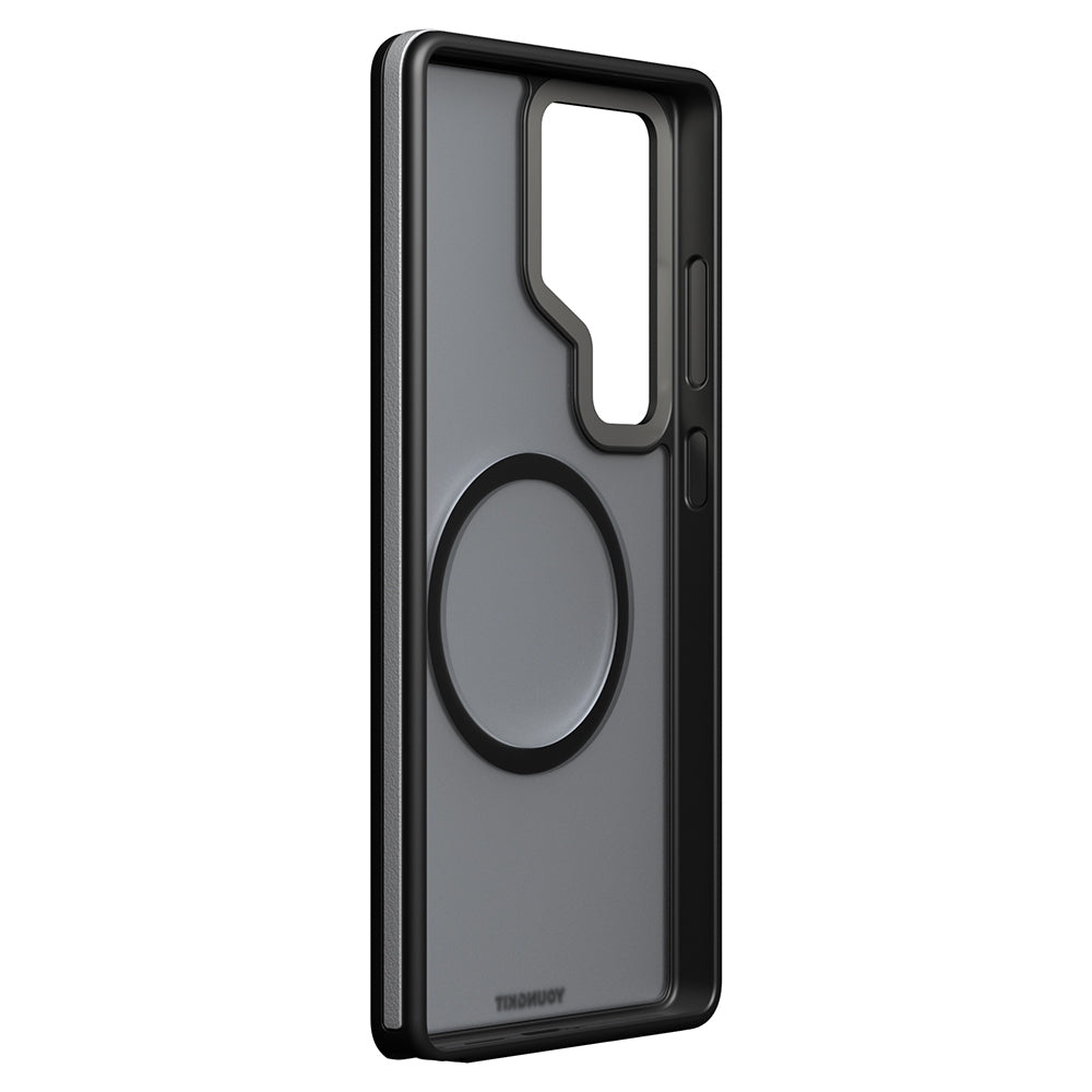 Galaxy S25 Ultra Kılıf M-safe Şarj Özellikli Youngkit Rock Sand Serisi Kapak Gri