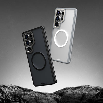 Galaxy S25 Ultra Kılıf M-safe Şarj Özellikli Youngkit Rock Sand Serisi Kapak Gri