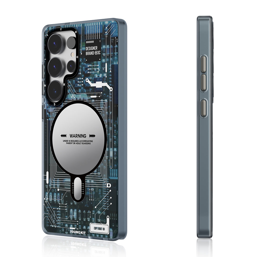 Galaxy S25 Ultra Kılıf Magsafe Şarj Özellikli YoungKit Technology Serisi Kapak Siyah