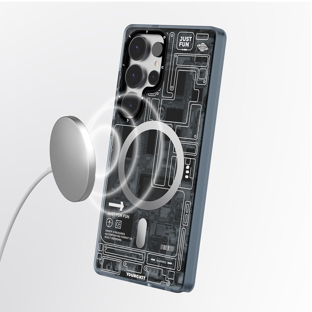 Galaxy S25 Ultra Kılıf Magsafe Şarj Özellikli YoungKit Technology Serisi Kapak Siyah
