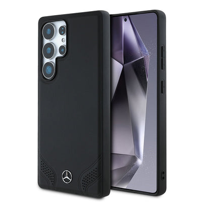 Galaxy S25 Ultra Kılıf Mercedes Benz Orjinal Lisanslı M-safe Şarj Özellikli Deri Dizayn Sade Kapak Siyah