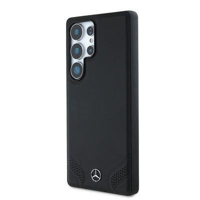 Galaxy S25 Ultra Kılıf Mercedes Benz Orjinal Lisanslı M-safe Şarj Özellikli Deri Dizayn Sade Kapak Siyah