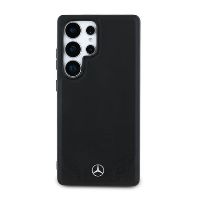 Galaxy S25 Ultra Kılıf Mercedes Benz Orjinal Lisanslı M-safe Şarj Özellikli Deri Dizayn Sade Kapak Siyah
