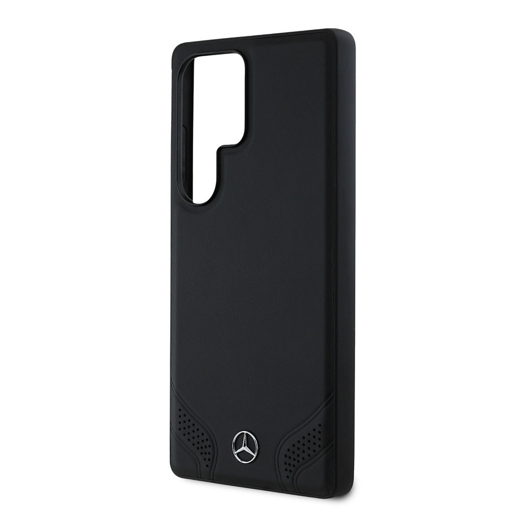 Galaxy S25 Ultra Kılıf Mercedes Benz Orjinal Lisanslı M-safe Şarj Özellikli Deri Dizayn Sade Kapak Siyah