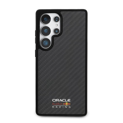 Galaxy S25 Ultra Kılıf Redbull Orjinal Lisanslı M-safe Şarj Özellikli Karbon Fiber Tasarımlı Parlayan Logolu Kapak Siyah