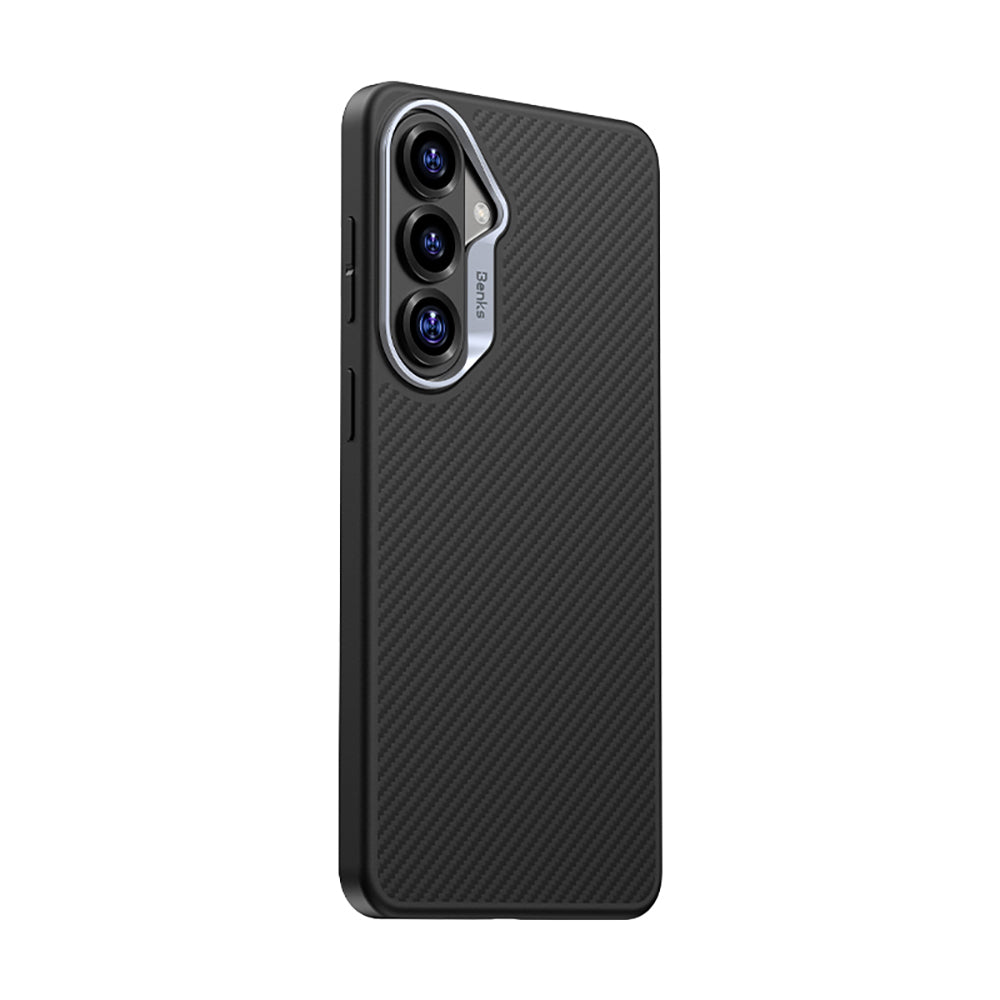 Galaxy S26 Kılıf Karbon Fiber M-safe Şarj Özellikli Benks Hybrid ArmorPro 600D Kevlar Kapak