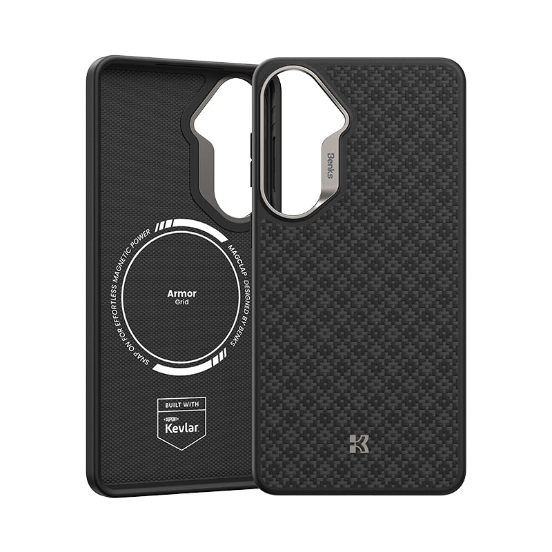Galaxy S26 Kılıf M-Safe Şarj Özellikli Benks ArmorPro ArmorGrid Serisi Kevlar Kapak