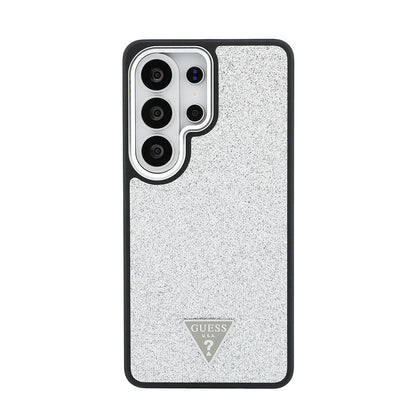 Galaxy S26 Ultra Kılıf Guess Orjinal Lisanslı M-safe Şarj Özellikli Metal Kamera Çerçeveli Üçgen Logolu Glitter Kapak