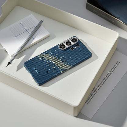 Galaxy S26 Ultra Kılıf M-safe Şarj Özellikli Aramid Fiber Pitaka Tactile Woven Starpeak Edge Serisi Milky Way Galaxy Kapak