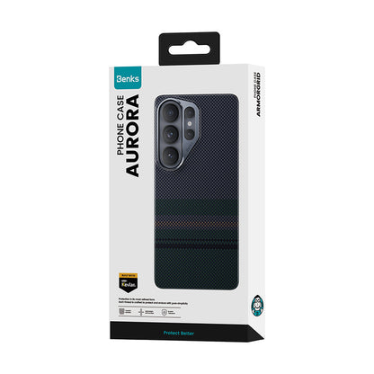 Galaxy S26 Ultra Kılıf M-safe Şarj Özellikli Karbon Fiber Tasarımlı Benks Aurora ArmorAir Kevlar Kapak