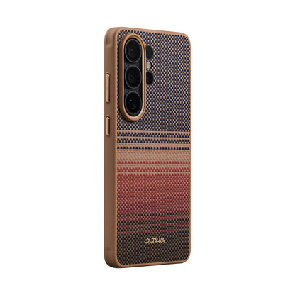 Galaxy S26 Ultra Kılıf M-safe Şarj Özellikli Pitaka Tactile Woven Sunset-Moonrise Aramid Cairn Serisi Kapak