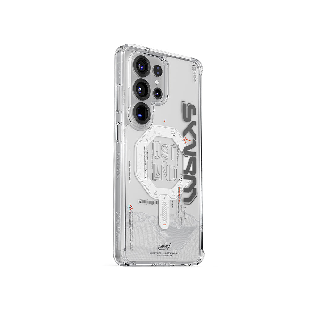 Galaxy S26 Ultra Kılıf M-safe Şarj Özellikli Yazı Desenli Airbag Tasarımlı Skinarma Sonix Kapak