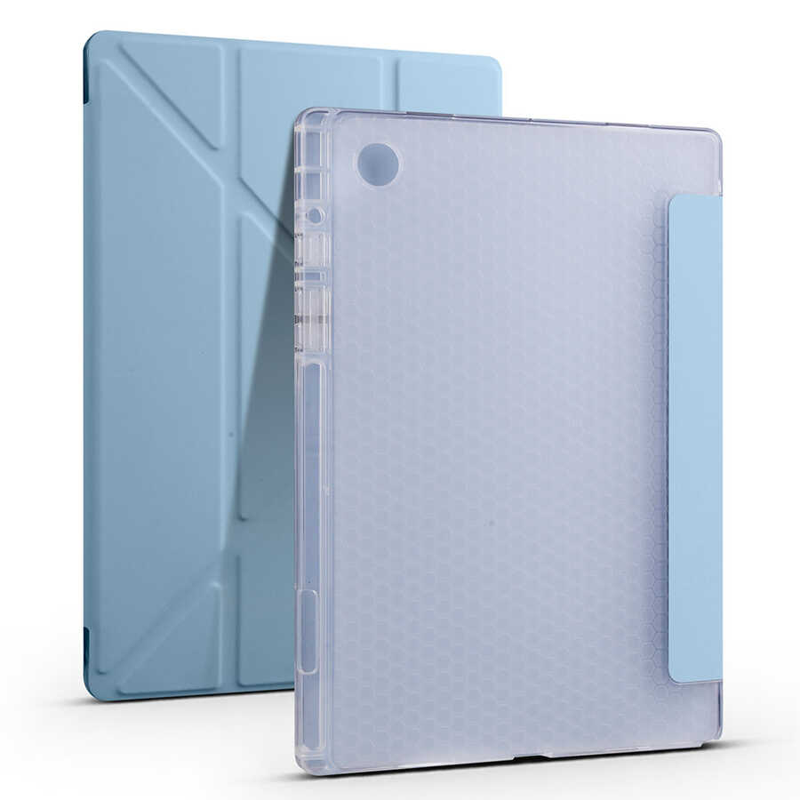 Galaxy Tab A8 10.5 SM-X200 (2021) Kılıf Zore Tri Folding Kalem Bölmeli Standlı Kılıf Mavi