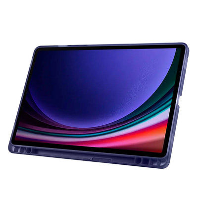 Galaxy Tab S10 FE Kılıf Zore Tri Folding Kalem Bölmeli Standlı Kılıf Mavi
