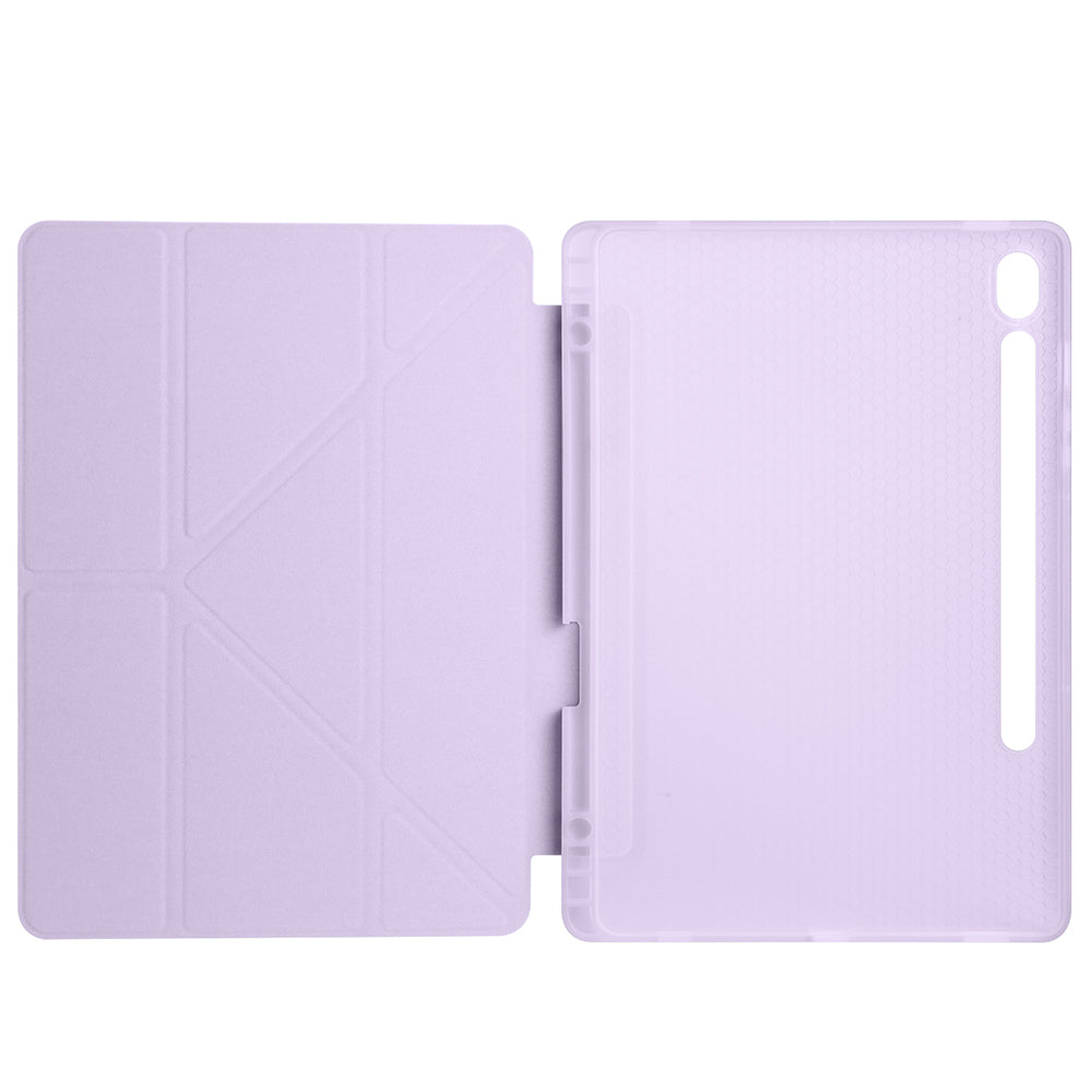 Galaxy Tab S10 FE Kılıf Zore Tri Folding Kalem Bölmeli Standlı Kılıf Rose Gold