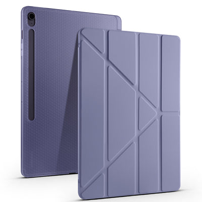Galaxy Tab S10 FE Plus Kılıf Zore Tri Folding Kalem Bölmeli Standlı Kılıf Mor