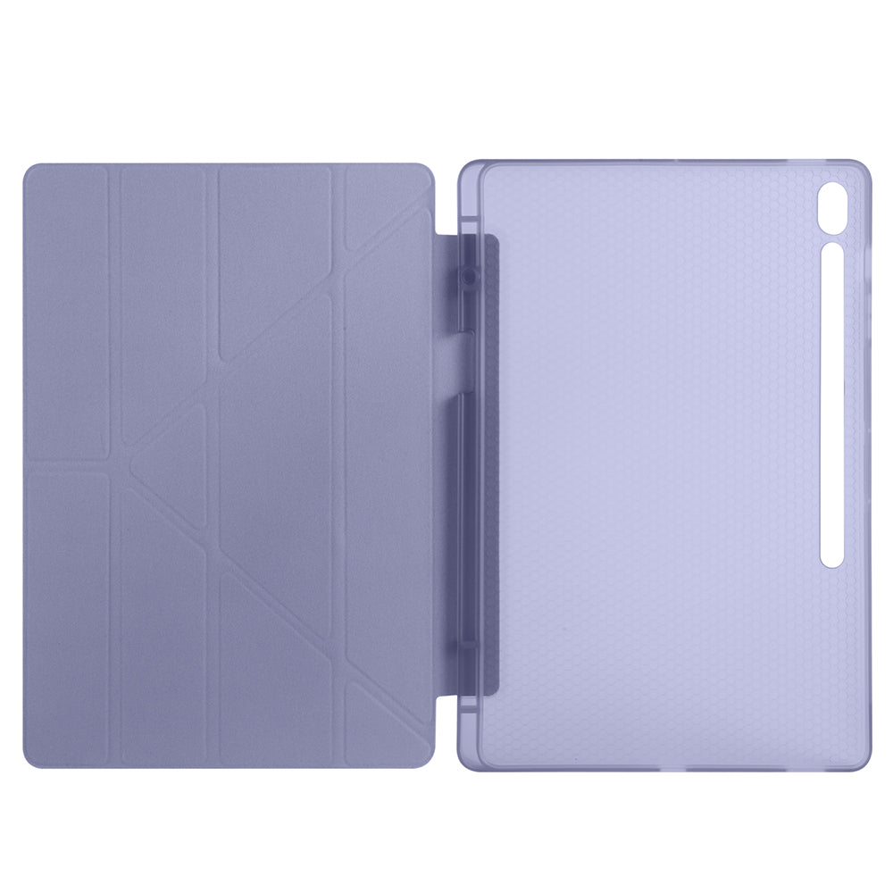 Galaxy Tab S10 FE Plus Kılıf Zore Tri Folding Kalem Bölmeli Standlı Kılıf Gri