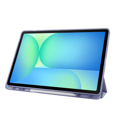 Galaxy Tab S10 FE Plus Kılıf Zore Tri Folding Kalem Bölmeli Standlı Kılıf Mor