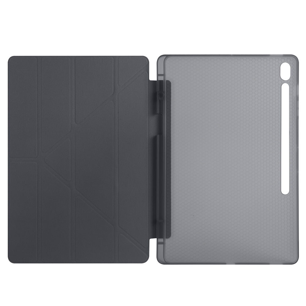 Galaxy Tab S10 FE Plus Kılıf Zore Tri Folding Kalem Bölmeli Standlı Kılıf Siyah