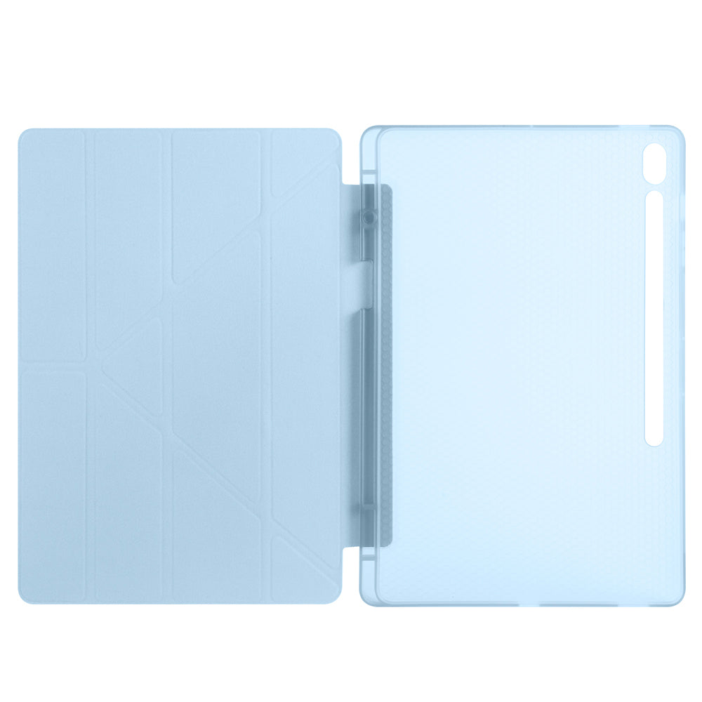 Galaxy Tab S10 FE Plus Kılıf Zore Tri Folding Kalem Bölmeli Standlı Kılıf Mavi
