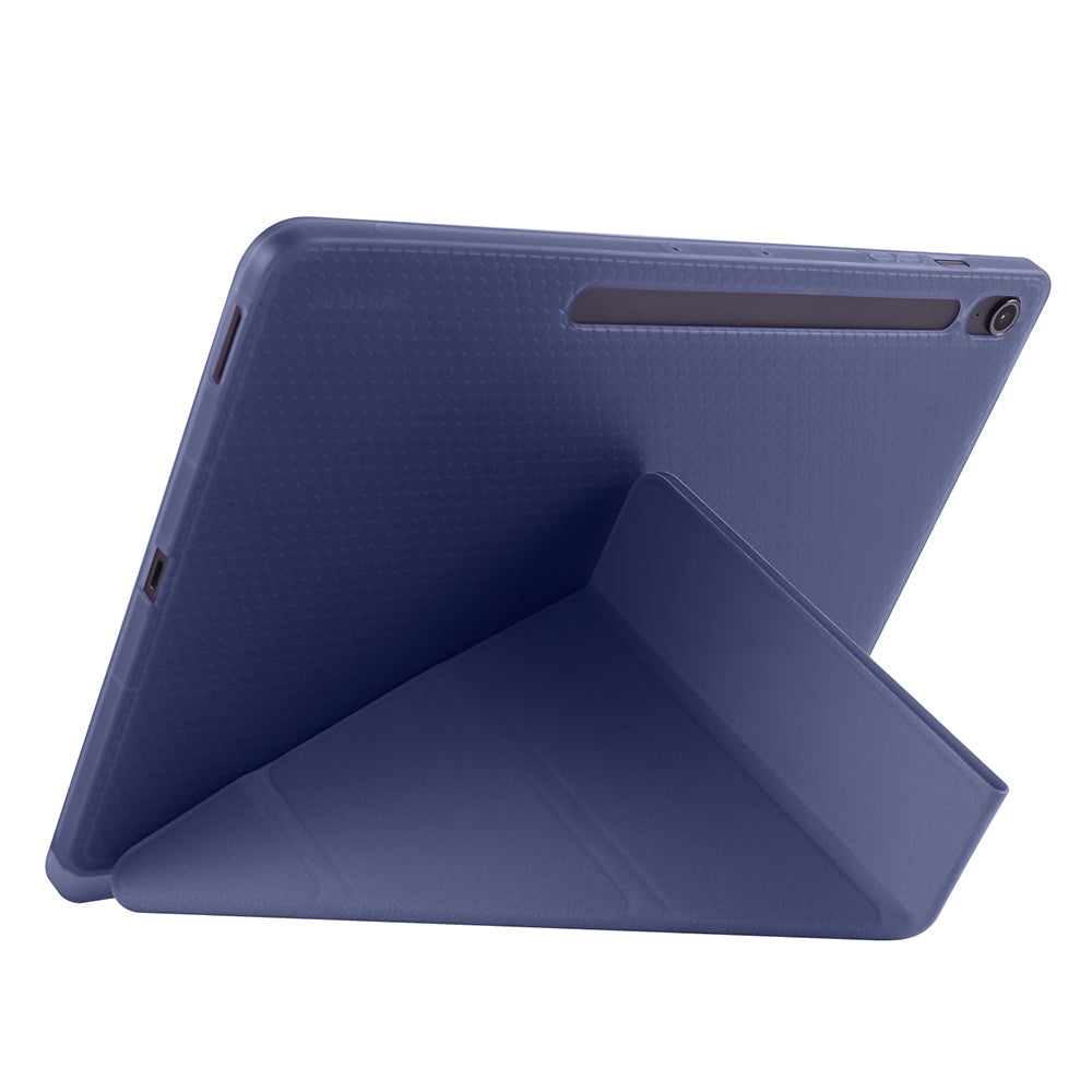 Galaxy Tab S10 FE Plus Kılıf Zore Tri Folding Kalem Bölmeli Standlı Kılıf Mavi
