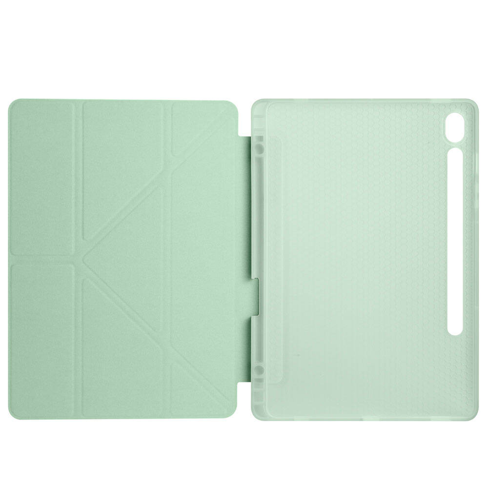 Galaxy Tab S10 Lite Kılıf Zore Tri Folding Kalem Bölmeli Standlı Kılıf Gri